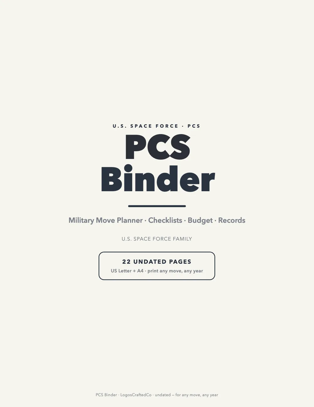 Space Force PCS Binder cover — military move planner in Space Force colors